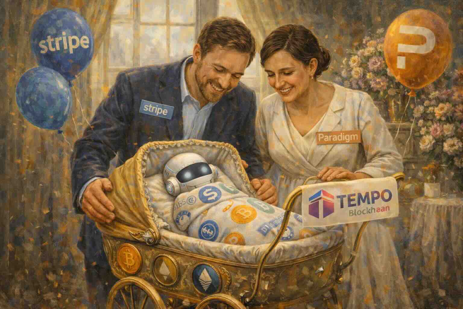 Illustration presenting Tempo as a new payments network created by Stripe and Paradigm.